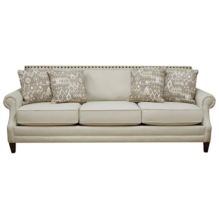 Transitional Sofa with Rolled Arms